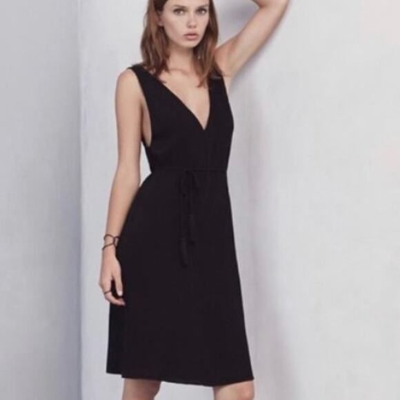 Reformation Butler Summer Midi Dress XS Black V-neck Sleeveless - Picture 4 of 7